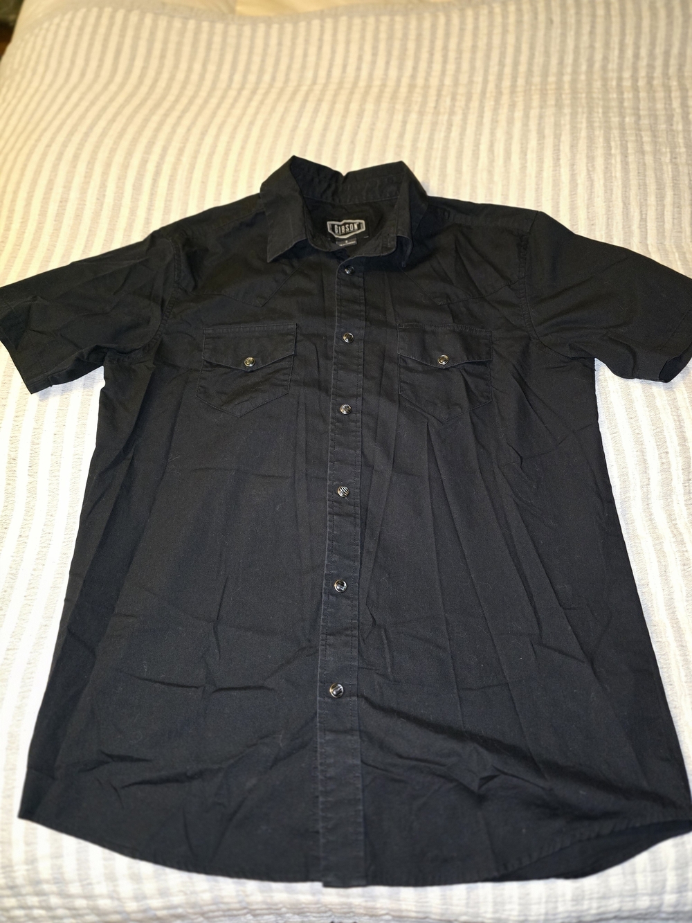 Gibson Black Short-Sleeve Button-Up Shirt Small